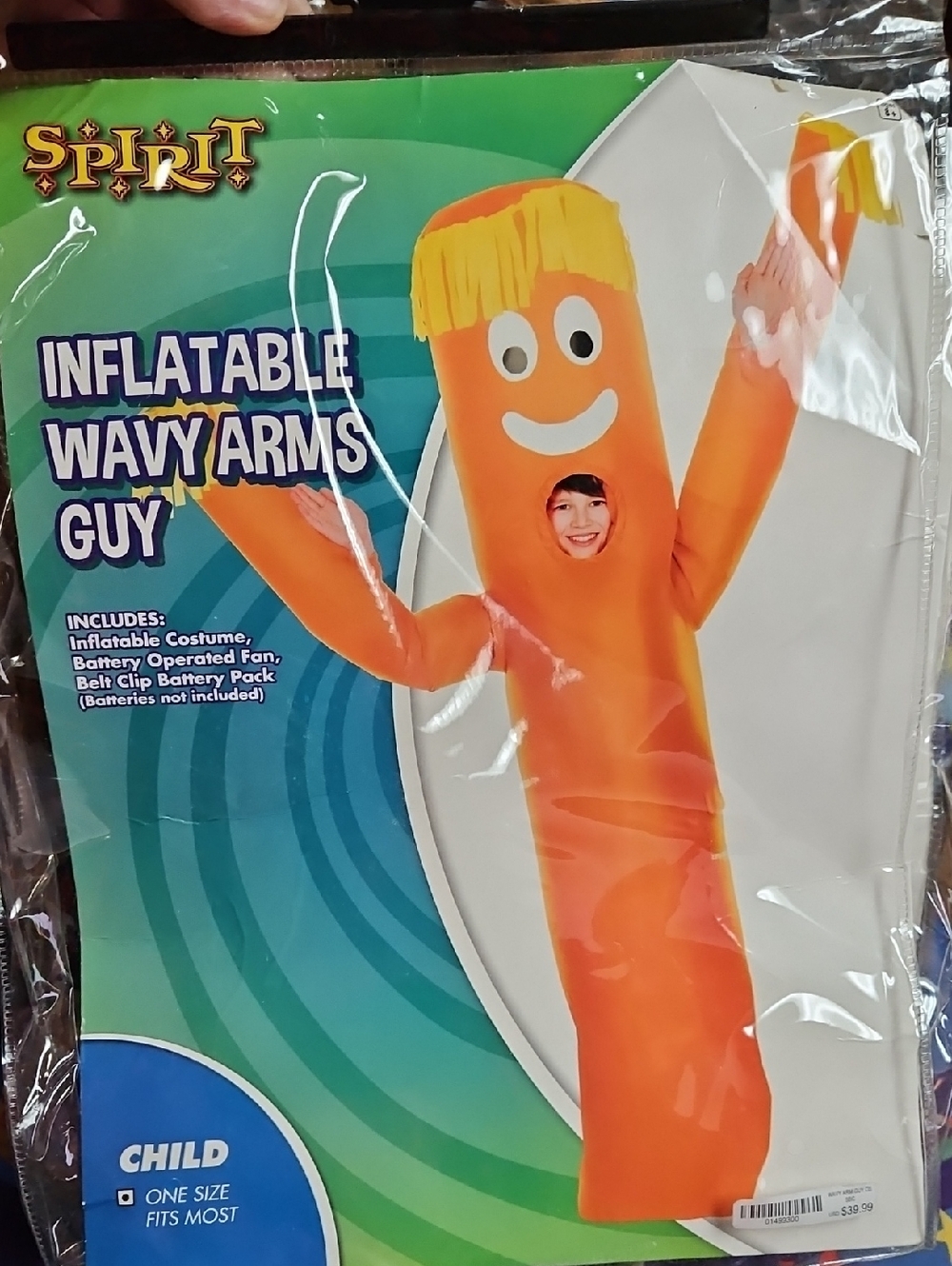 Spirit Orange Inflatable Wavy Arms Guy Costume Youth